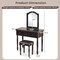 Makeup Vanity Table And Stool Set With Detachable Mirror And 3 Drawers Storage